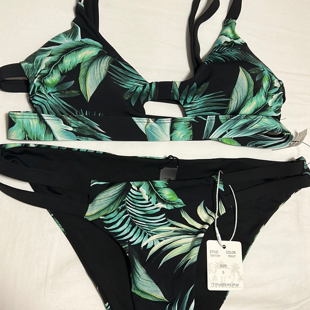 TINIBIKINI black leave bikini set
